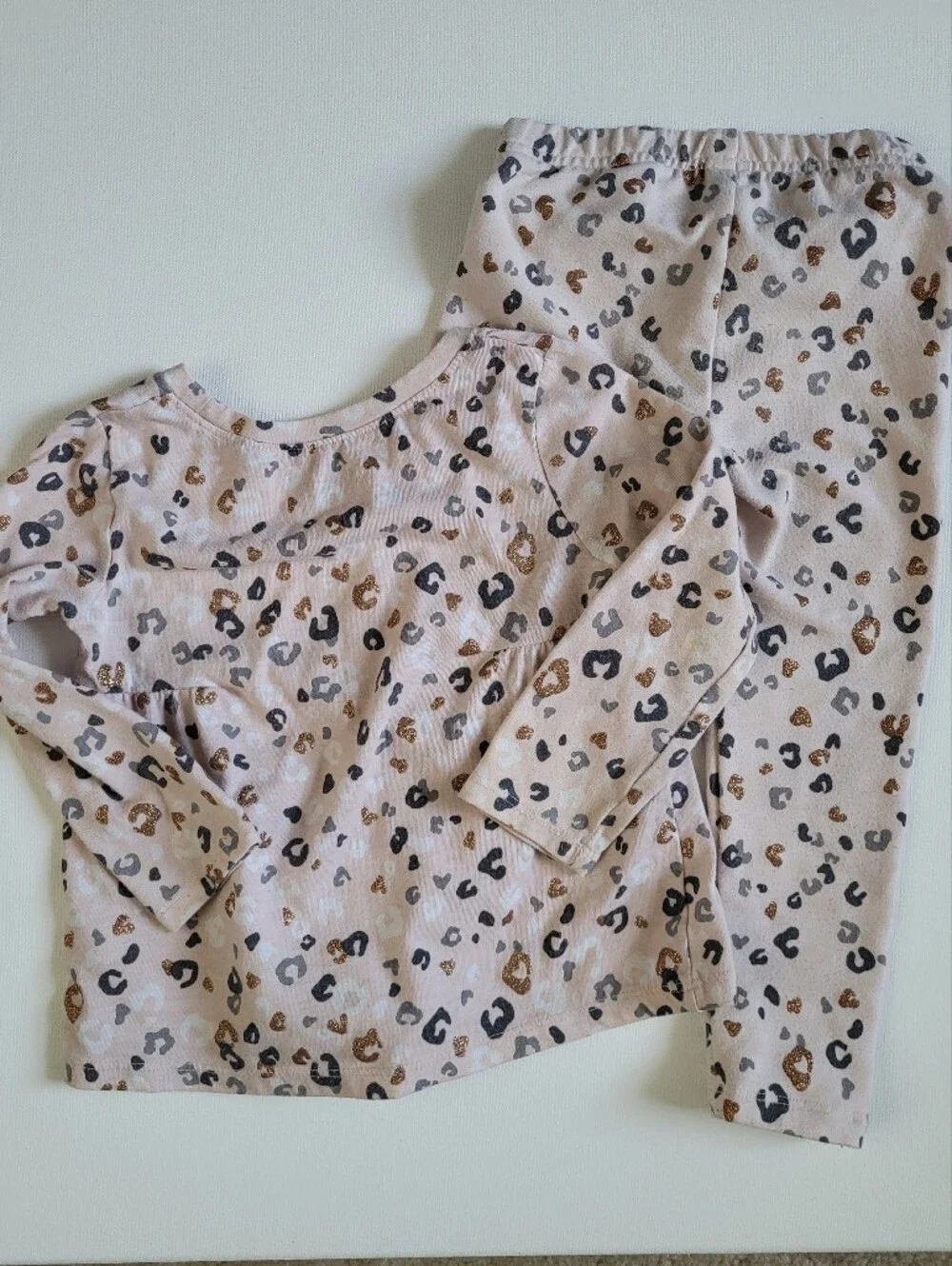 jumping beans Neutral Leopard Print Top And Cozy Legging Set with Gold Accent